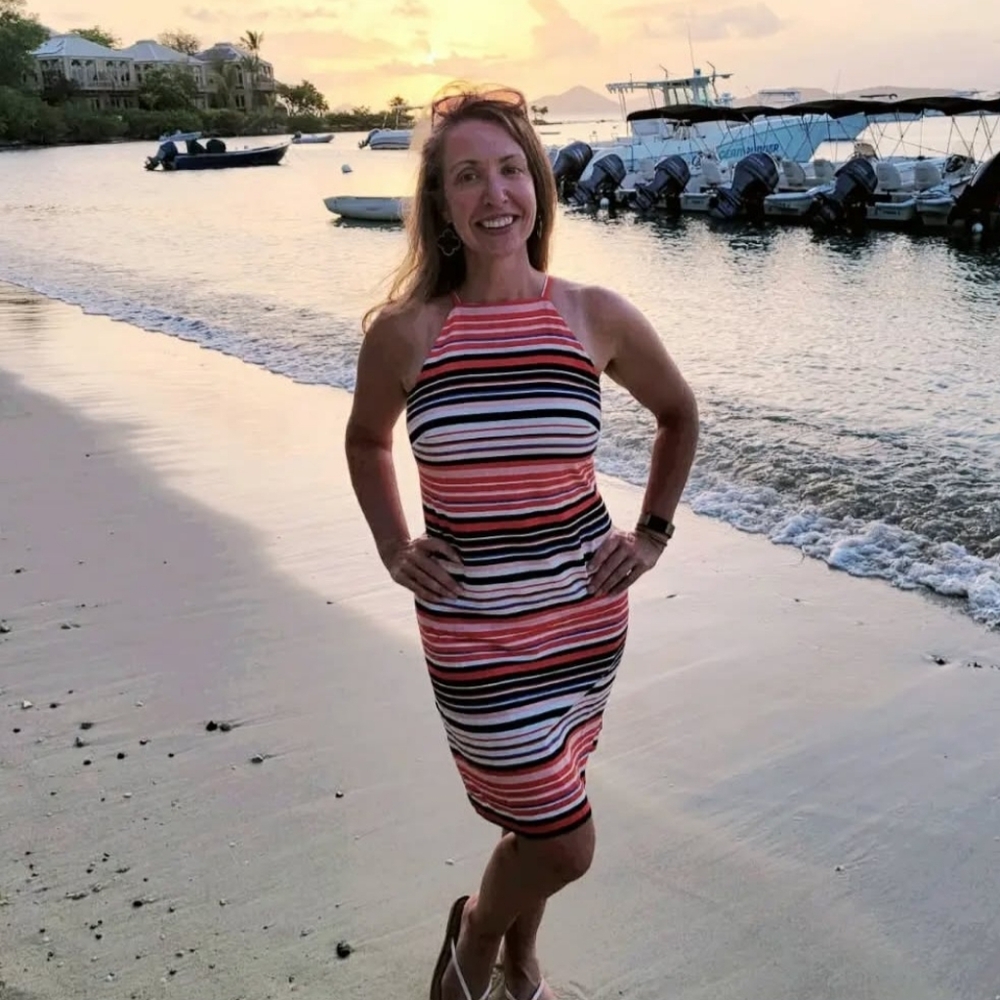 Tommy Hilfiger Coral And Navy Stripe Halter Dress
